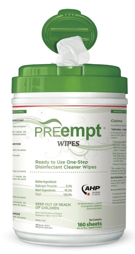Virox Pre-Empt Surface Disinfectant Wipes - 12 X 160 Wipes