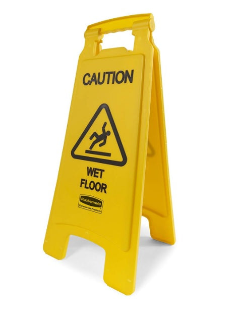 Rubbermaid English Only "Caution Wet Floor" Sign - Yellow