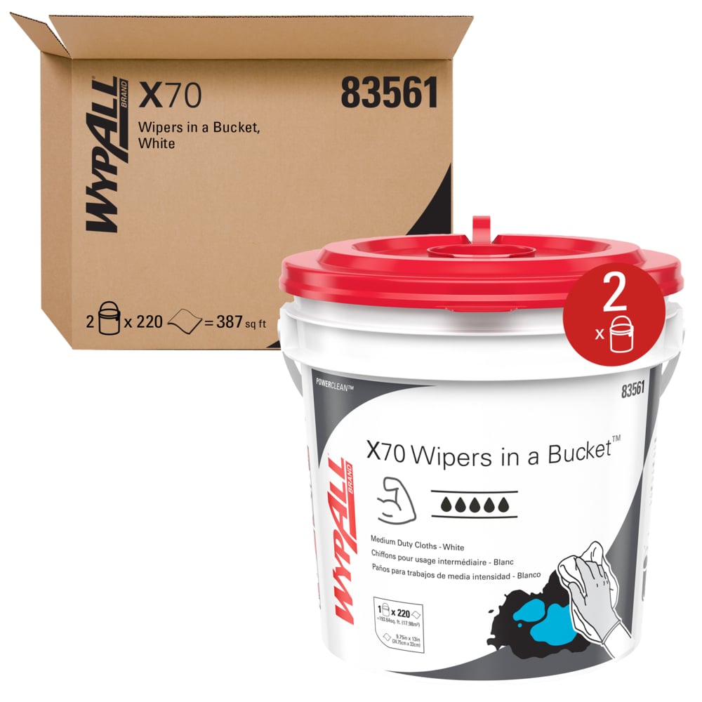 Wypall X70 Power Clean Medium Duty Cloths - 2 Buckets X 220 Cloths