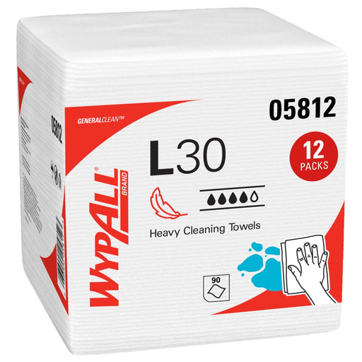 Wypall L30 Heavy Duty Cleaning Towels - 12 Packs X 90 Sheets