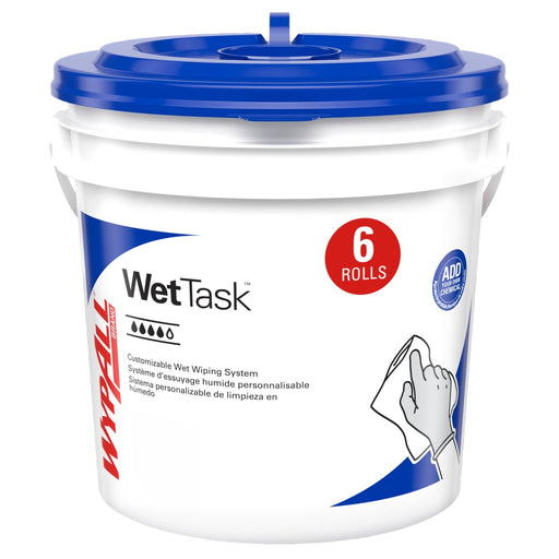 Wypall Power Clean WetTask Wipers for Disinfectants, Sanitizers and Solvents - 6 Rolls X 140 Wipes