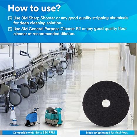 3M High Productivity Black Stripping Pads - 7300