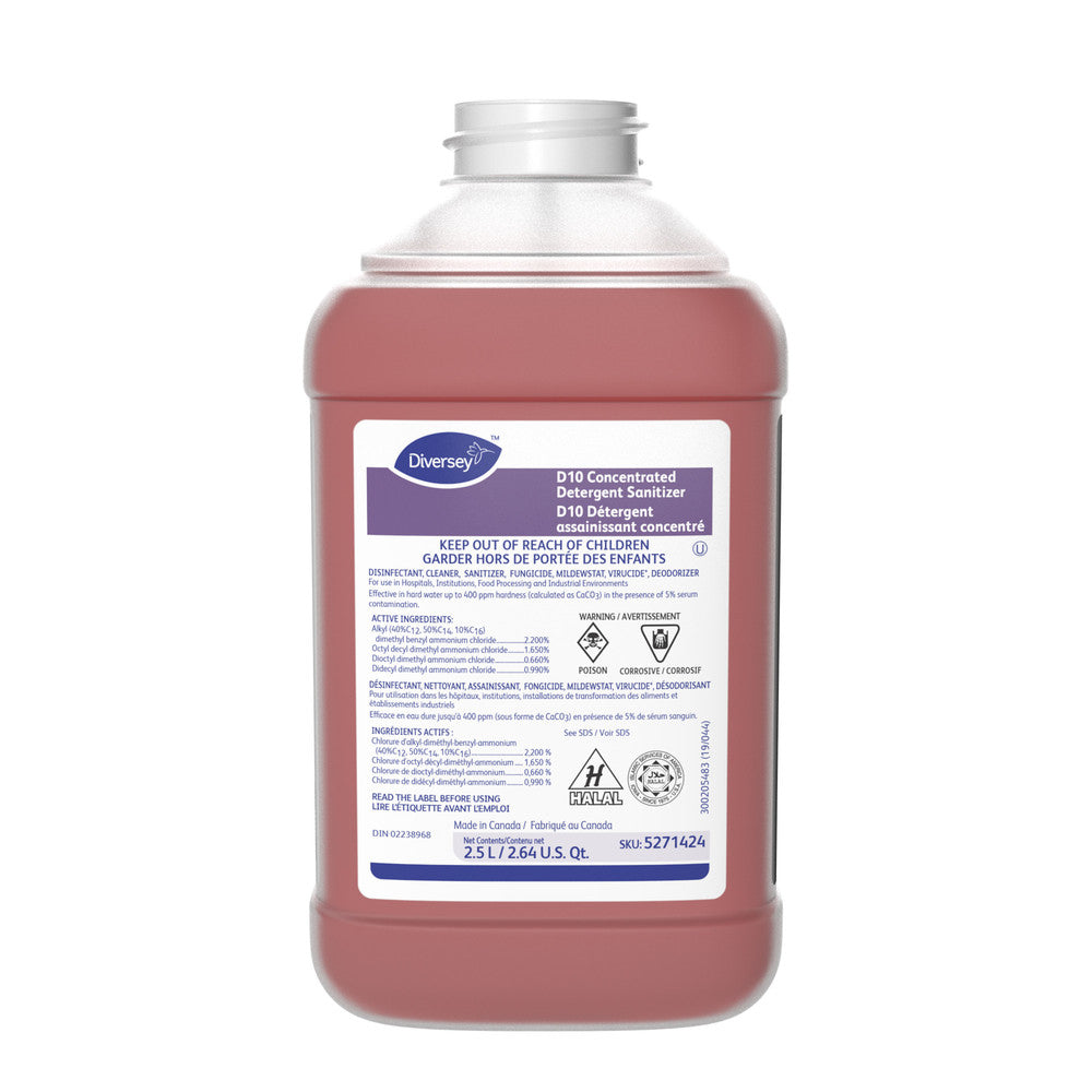 Diversey D10 Concentrated Detergent Sanitizer - 2 X 2.5 L