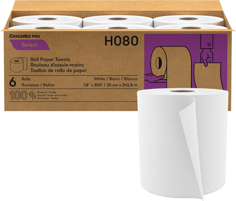 Cascades Pro Select Roll Towels 800' White - H080