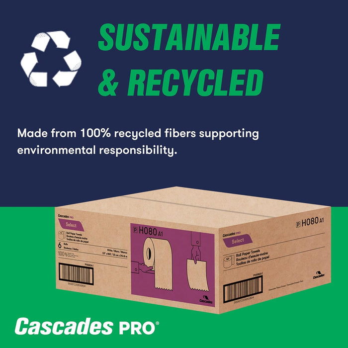 Cascades Pro Select Roll Towels 800' White - H080