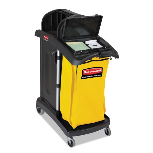 Rubbermaid High Capacity Janitor Cleaning Cart Containing Bins