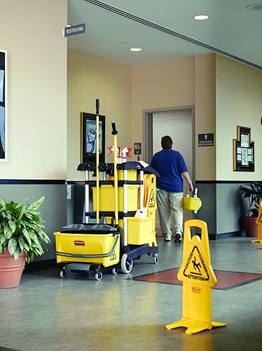 Rubbermaid High Capacity Janitor Cleaning Cart Containing Bins