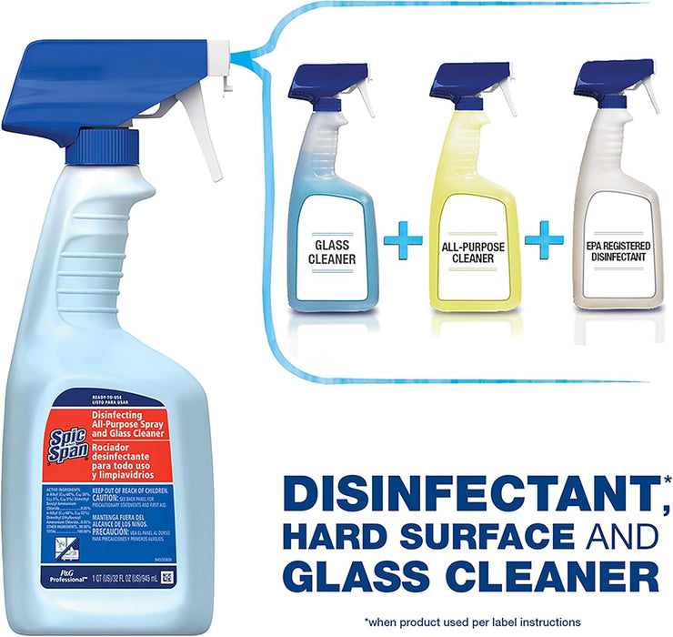 Spic and Span Disinfecting All-Purpose Spray and Glass Cleaner RTU -  8 X 945 mL