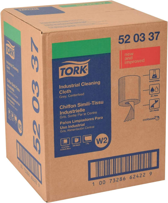 Tork Industrial Cleaning Wipers Centerfeed Gray - 1 Roll X 500 Sheets