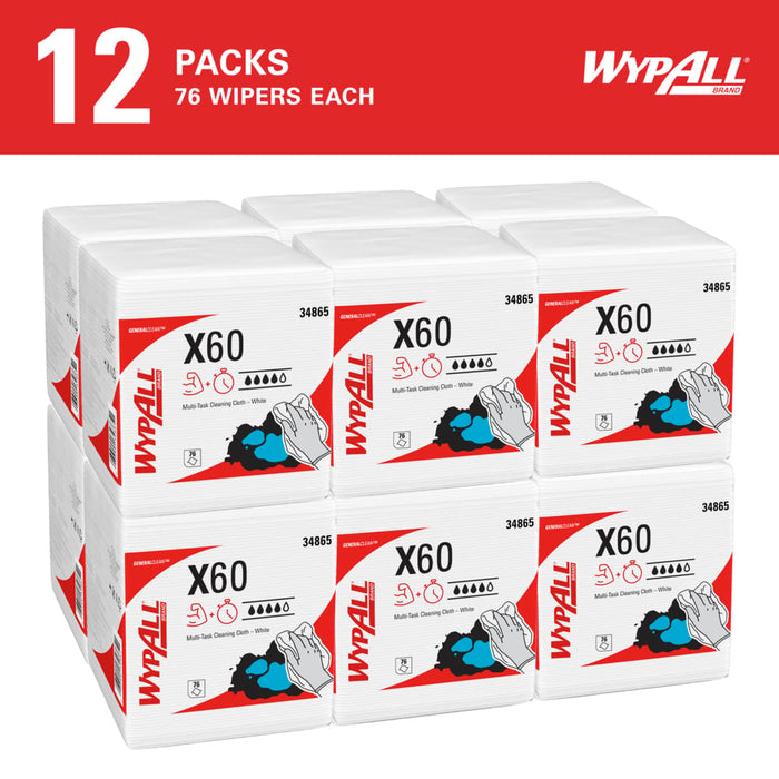 Wypall X60 Multi Task Cleaning Cloths - 12 Packs X 76 Sheets