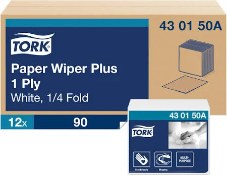 Tork Paper Wiper Plus 1/4Fold - 12 X 90 Sheets