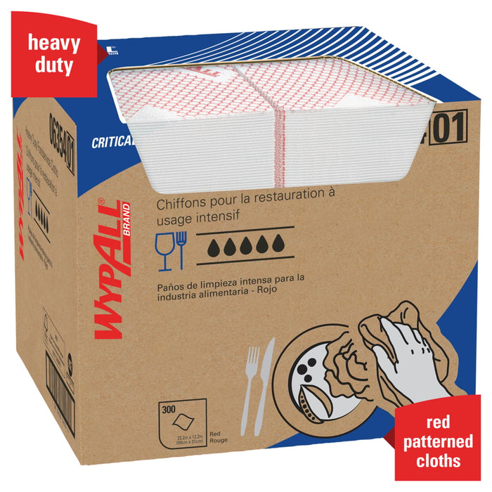 06354 Wypall X70 Foodservice Wipers White/Red - 300/Box