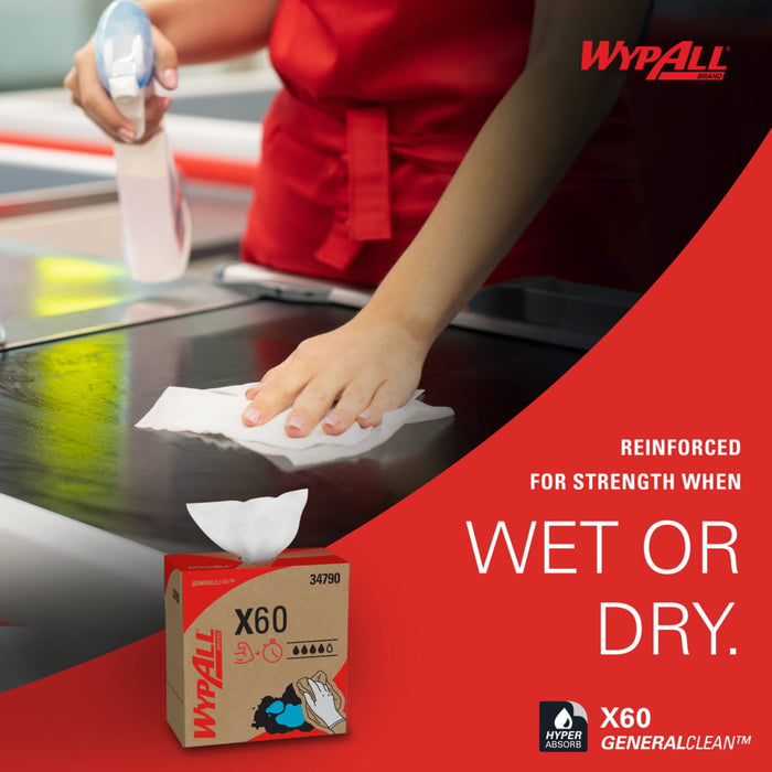 Wypall X60 Wipers 8.34" X 16.8" - 10 X 118 Wipers/Box