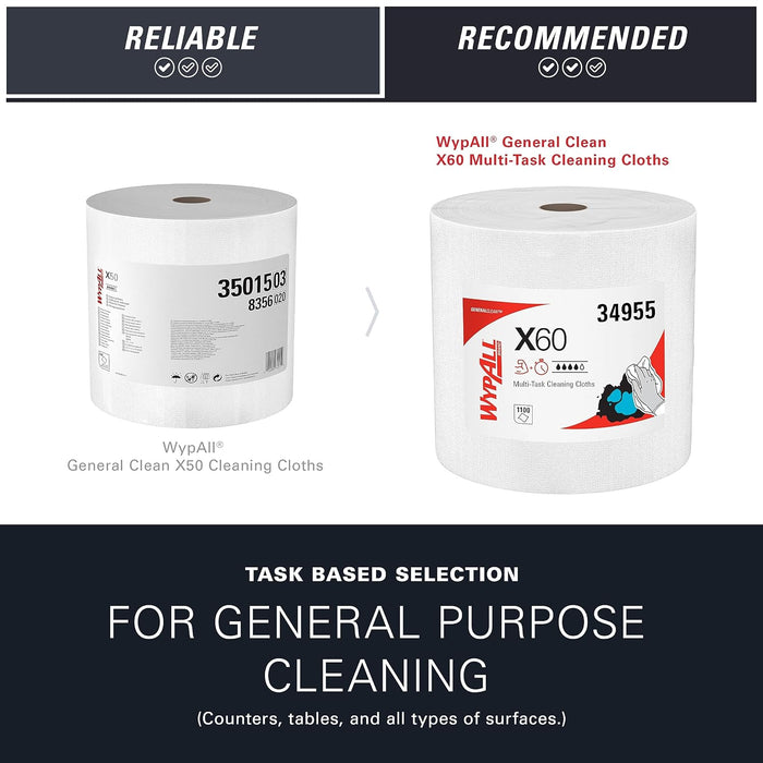 Wypall X60 Reusable Cloths - 1 Roll X 1100 Sheets