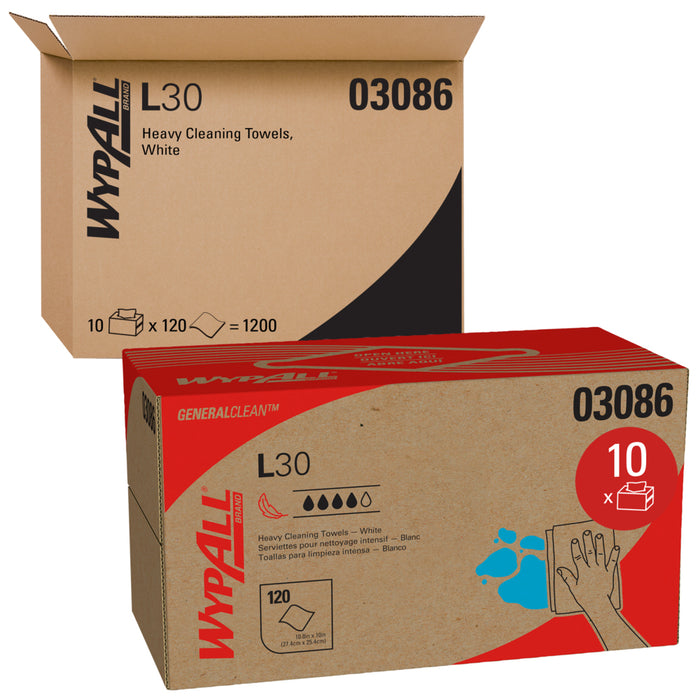 03086 Wypall L30 White - 10 Boxes X 120 Sheets