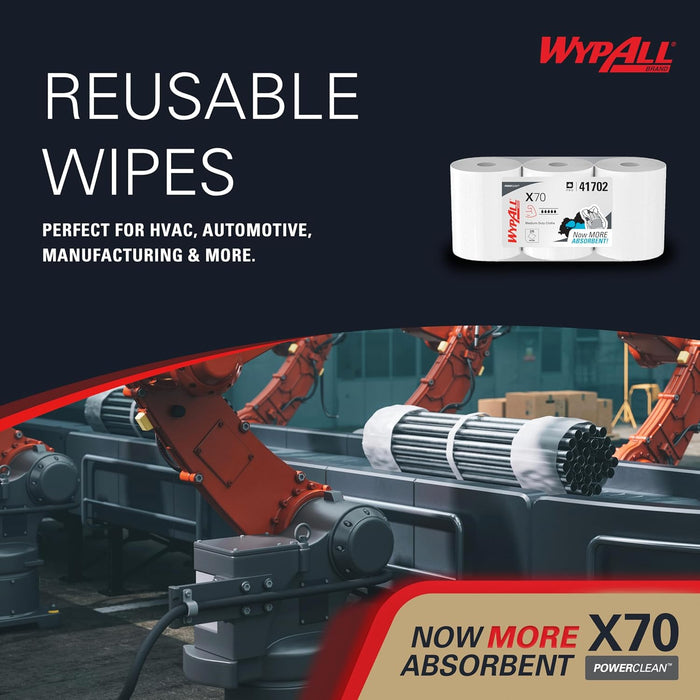 Wypall X70 Wipers - 3 Rolls X 275 Sheets
