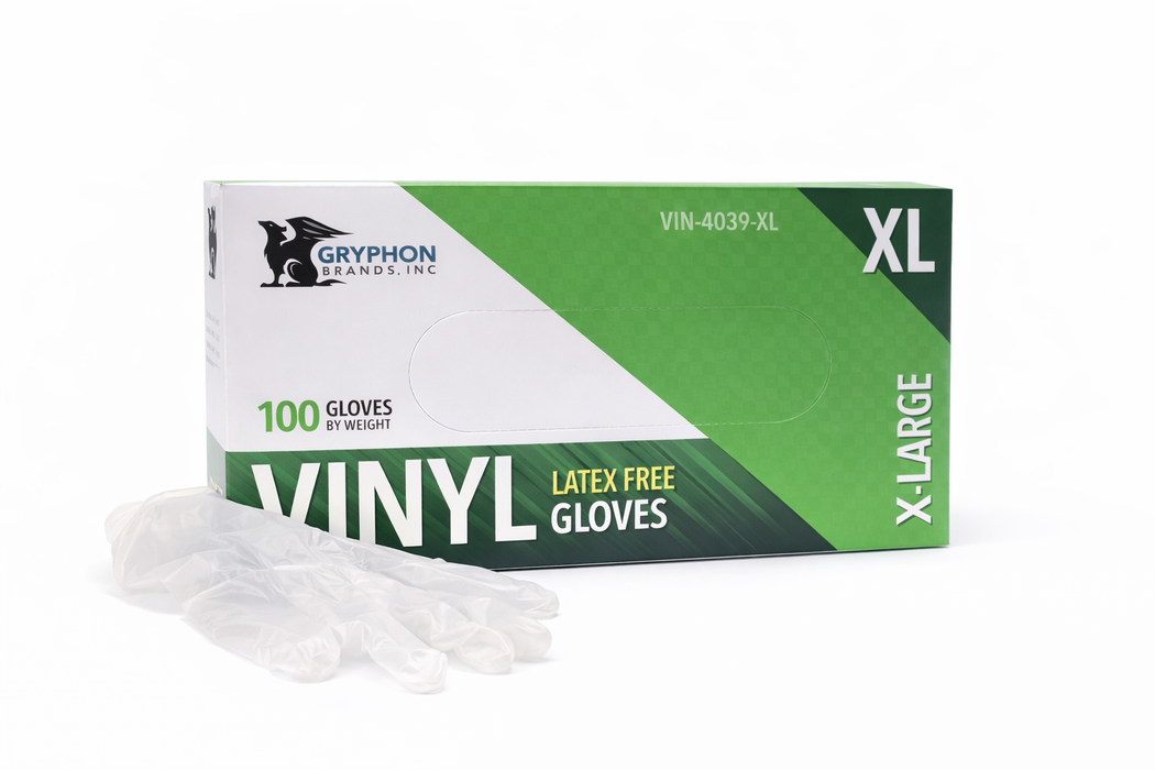 Gryphon Clear Vinyl  Gloves Powder Free - 100/Box