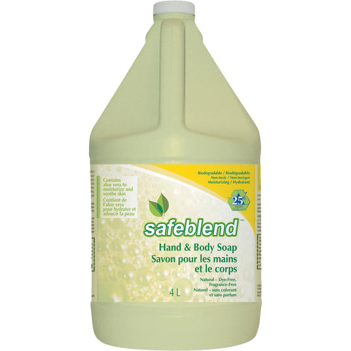 Safeblend Hand & Body Soap Liquid Soap Fragrance Free - 4X4 L