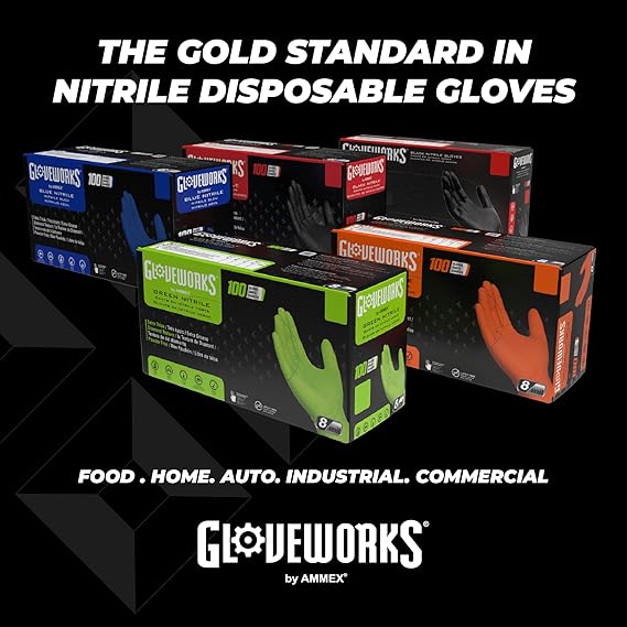 Gloveworks Heavy Duty Industrial 6 Mil Royal Blue Nitrile Gloves - 10 Boxes/Case