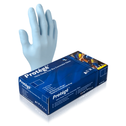 Aurelia Protégé 4 Mil Powder Free Blue Nitrile Gloves ( Medical Grade) - 100 Gloves/Box
