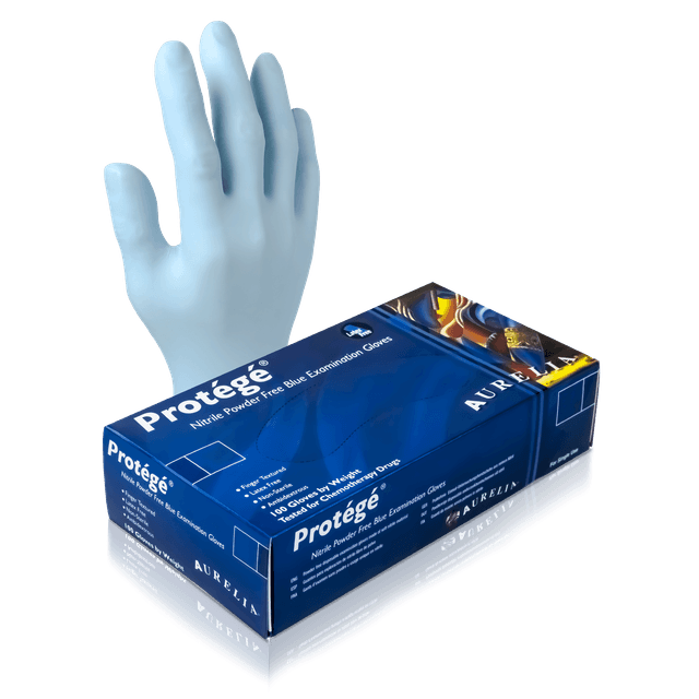 Aurelia Protégé 4 Mil Powder Free Blue Nitrile Gloves ( Medical Grade) - 100 Gloves/Box