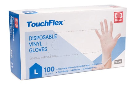 Touchflex Clear Vinyl Gloves Powder Free 4 Mil - 100/Box