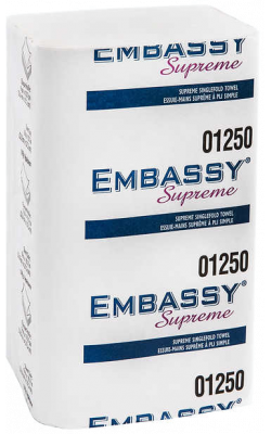 Embassy Supreme Singlefold Paper Towel White - 01250