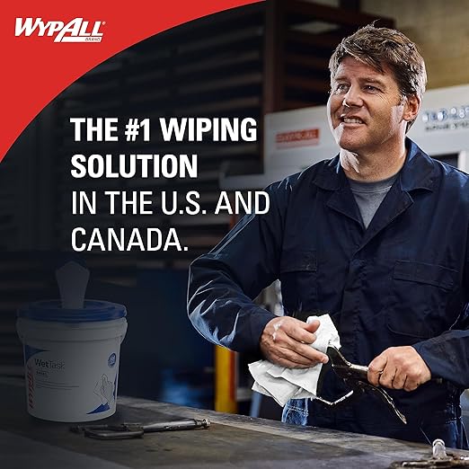 Wypall Power Clean WetTask Wipers for Disinfectants, Sanitizers and Solvents - 6 Rolls X 140 Wipes