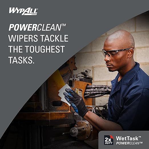 Wypall Power Clean WetTask Wipers for Disinfectants, Sanitizers and Solvents - 6 Rolls X 140 Wipes