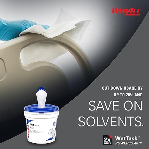 Wypall Power Clean WetTask Wipers for Disinfectants, Sanitizers and Solvents - 6 Rolls X 140 Wipes