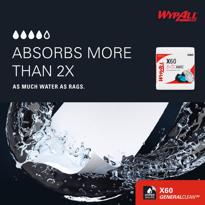Wypall X60 Multi Task Cleaning Cloths - 12 Packs X 76 Sheets