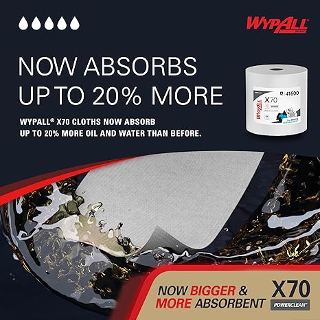 Wypall X70 Power Clean Medium Duty Cloths - 1 Roll X 870 Sheets