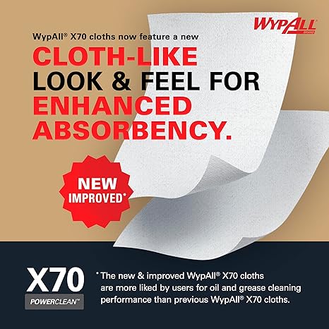 Wypall X70 Power Clean Medium Duty Cloths - 1 Roll X 870 Sheets