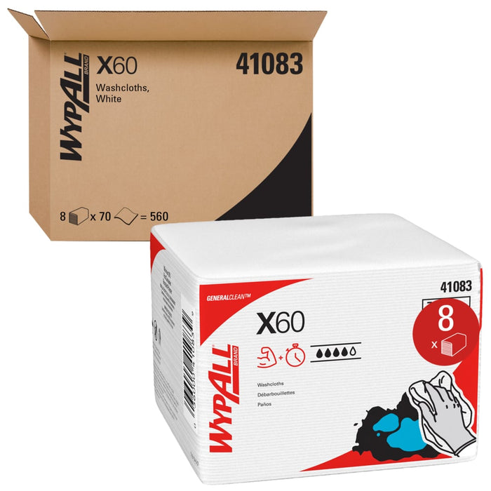 Wypall X60 Multi Task Cleaning Cloths - 8 Packs X 70 Sheets