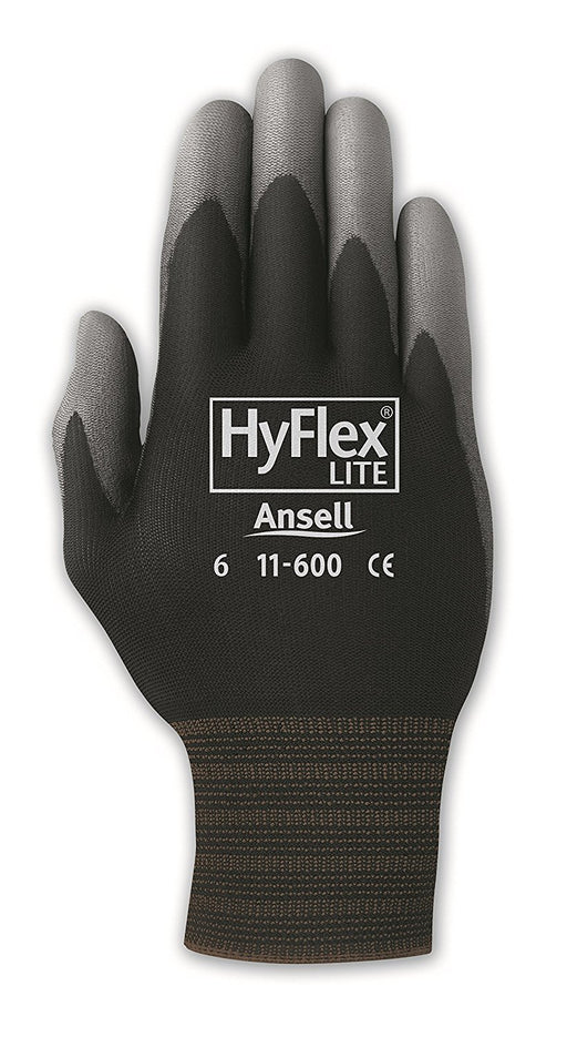 Ansell Hyflex Black/Grey Polyurethane Coated Gloves 11-601 - 12 Pairs/Pack