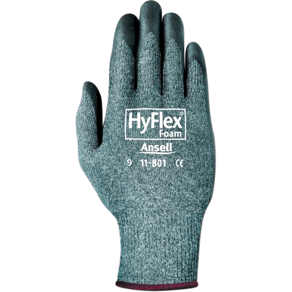 Ansell Hyflex Black Foam Nitrile Palm Coated Gloves 11-801 - 12 Pairs/Pack