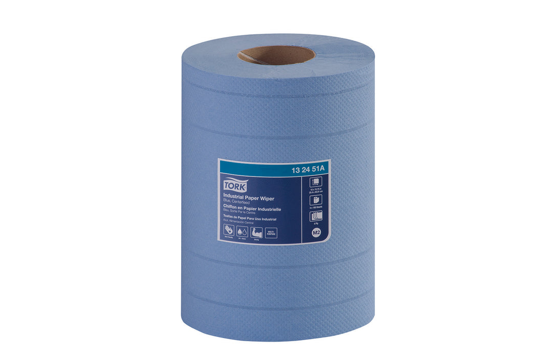 Tork Centerfeed  Industrial Paper Wiper, 4-Ply Blue - 4 Rolls x 760 Sheets
