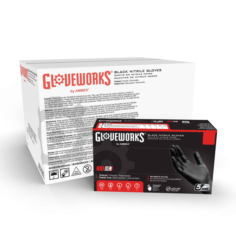 GlovePlus Industrial 5 Mil Black Nitrile Gloves - 10 Boxes/Case