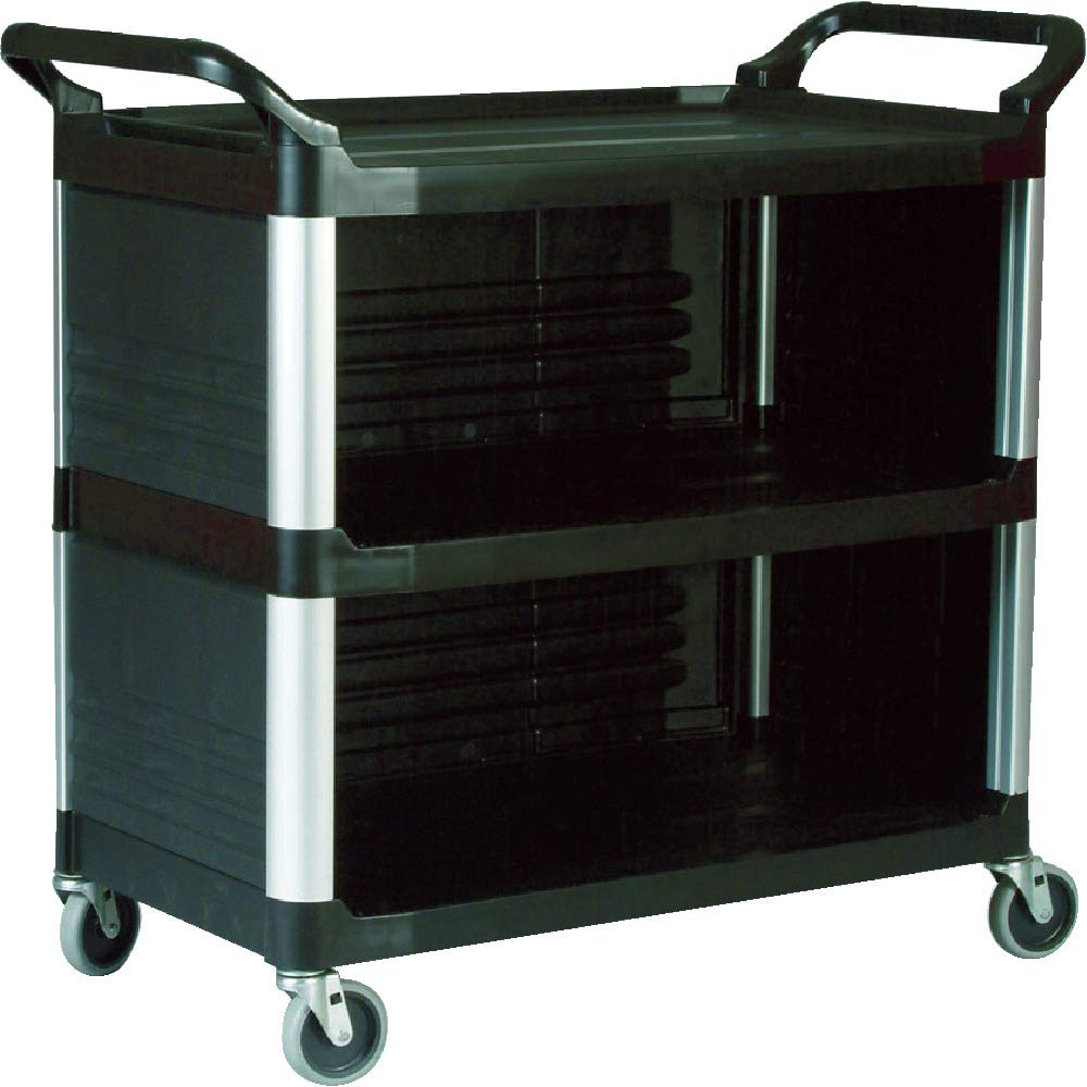 Rubbermaid Commercial Xtra Utility Cart with Enclosed End Panels Black