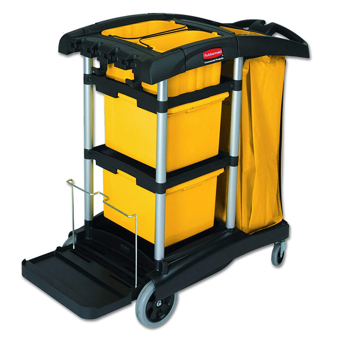 Rubbermaid High Capacity Janitor Cleaning Cart Containing Bins