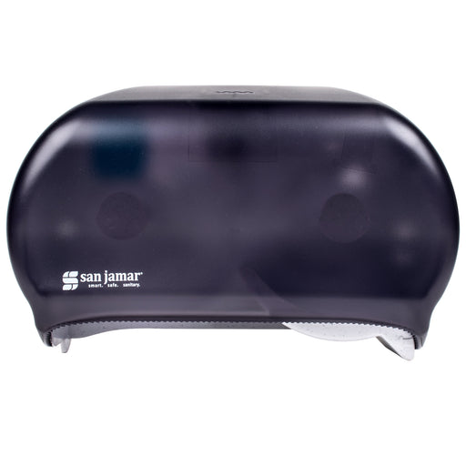 San Jamar Versatwin Double Roll Standard Toilet Tissue Black Dispenser - R3600TBK