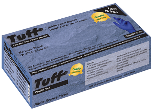 Tuff Cobalt Powder Free 4 Mil Nitrile Gloves (Medical Grade) - 10 Boxes/Case