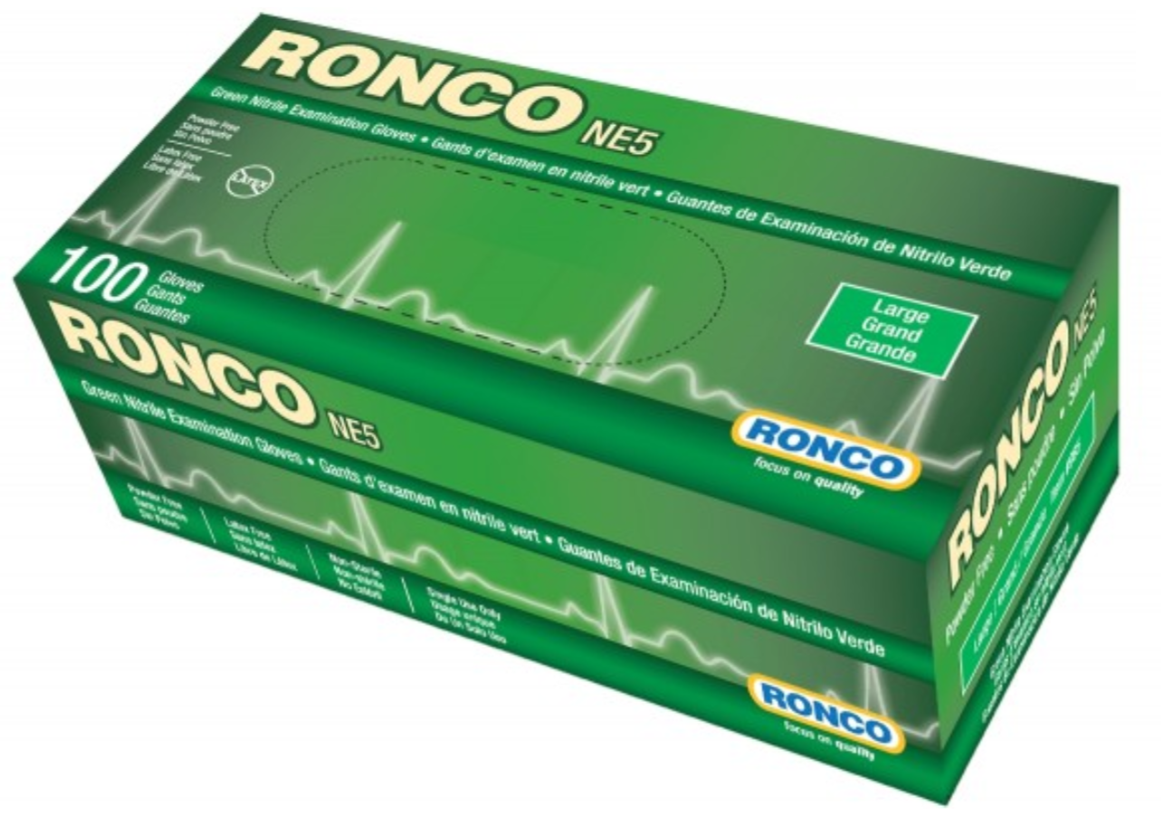 Ronco NE5 5 Mil Powder Free Nitrile Gloves (Medical Grade) - 10 Boxes/Case