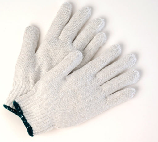 Poly/Cotton Bleached String Knit Gloves - 12 Pairs/Pack