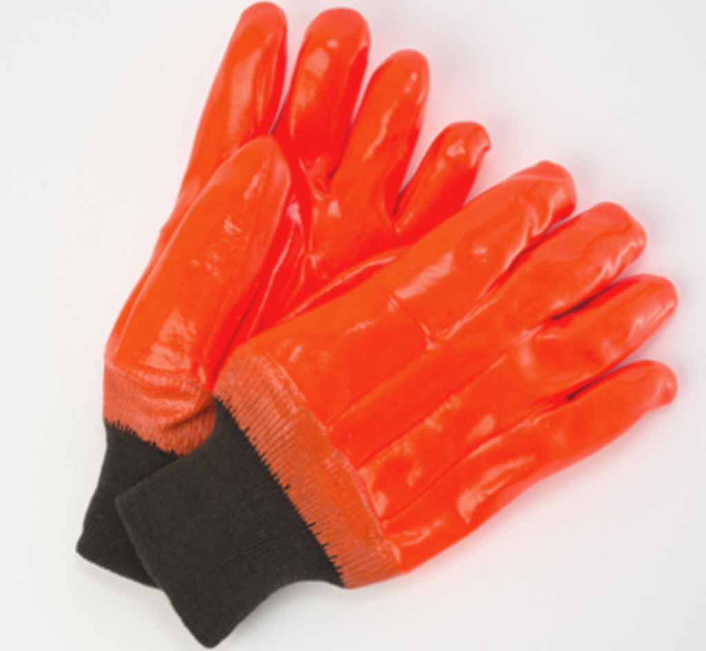 Orange Foam Insulated PVC Gloves with Knit Wrist - 12 Pairs/Pack