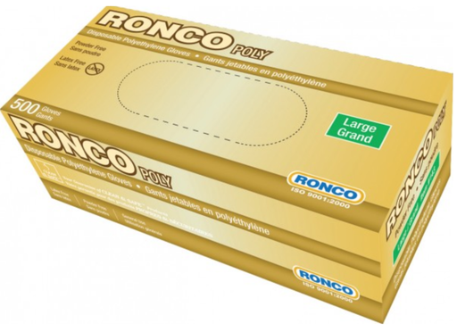 Ronco Polyethylene Disposable Gloves - 20 Boxes/Case
