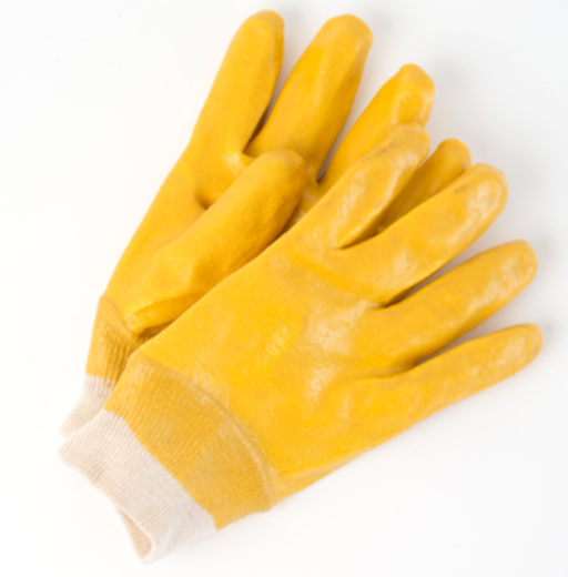 Yellow PVC Gloves with Knit Wrist 10 Inch - 12 Pairs/Pack